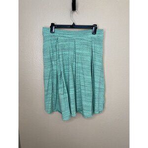 Lularoe Womens XL Pleated Skirt Turquoise Geometric Pattern Cotton Blend